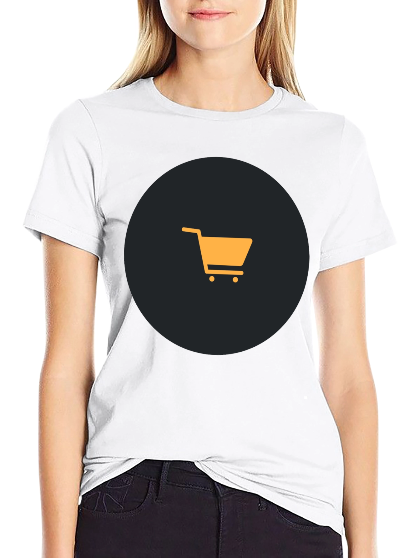 Black T-Shirt with Shopping Cart Graphic - 9