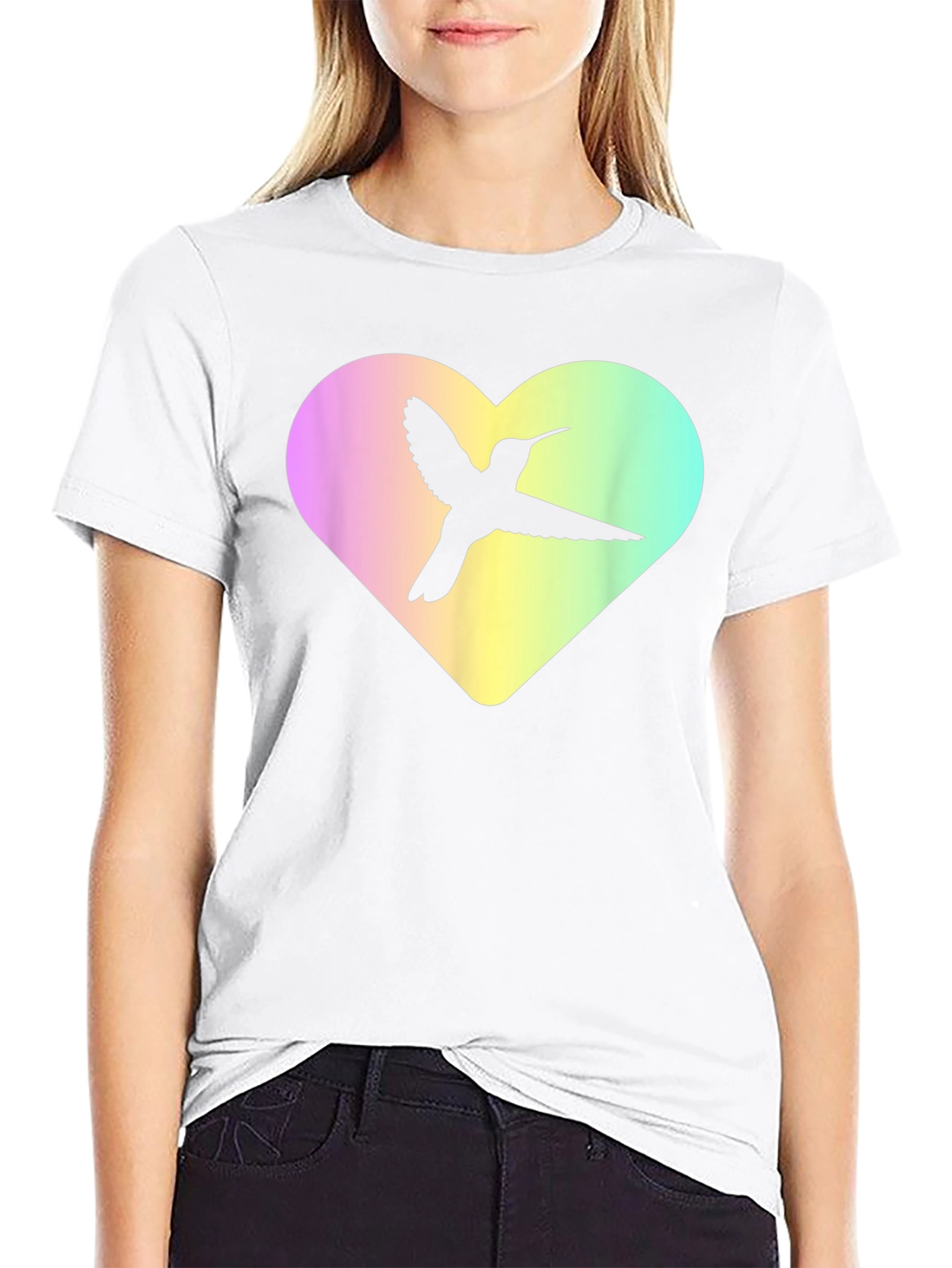 Black Hummingbird Heart Graphic Tee - Unisex view 9