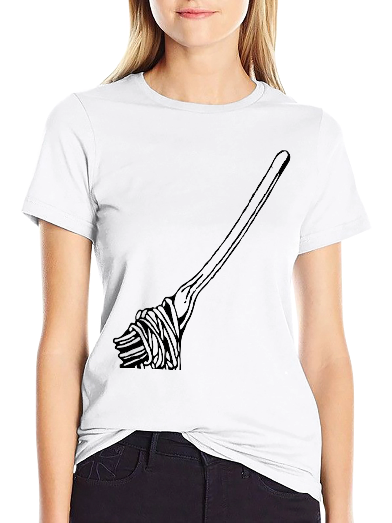 Black Spaghetti Fork T-Shirt - Novelty Foodie Tee view 9