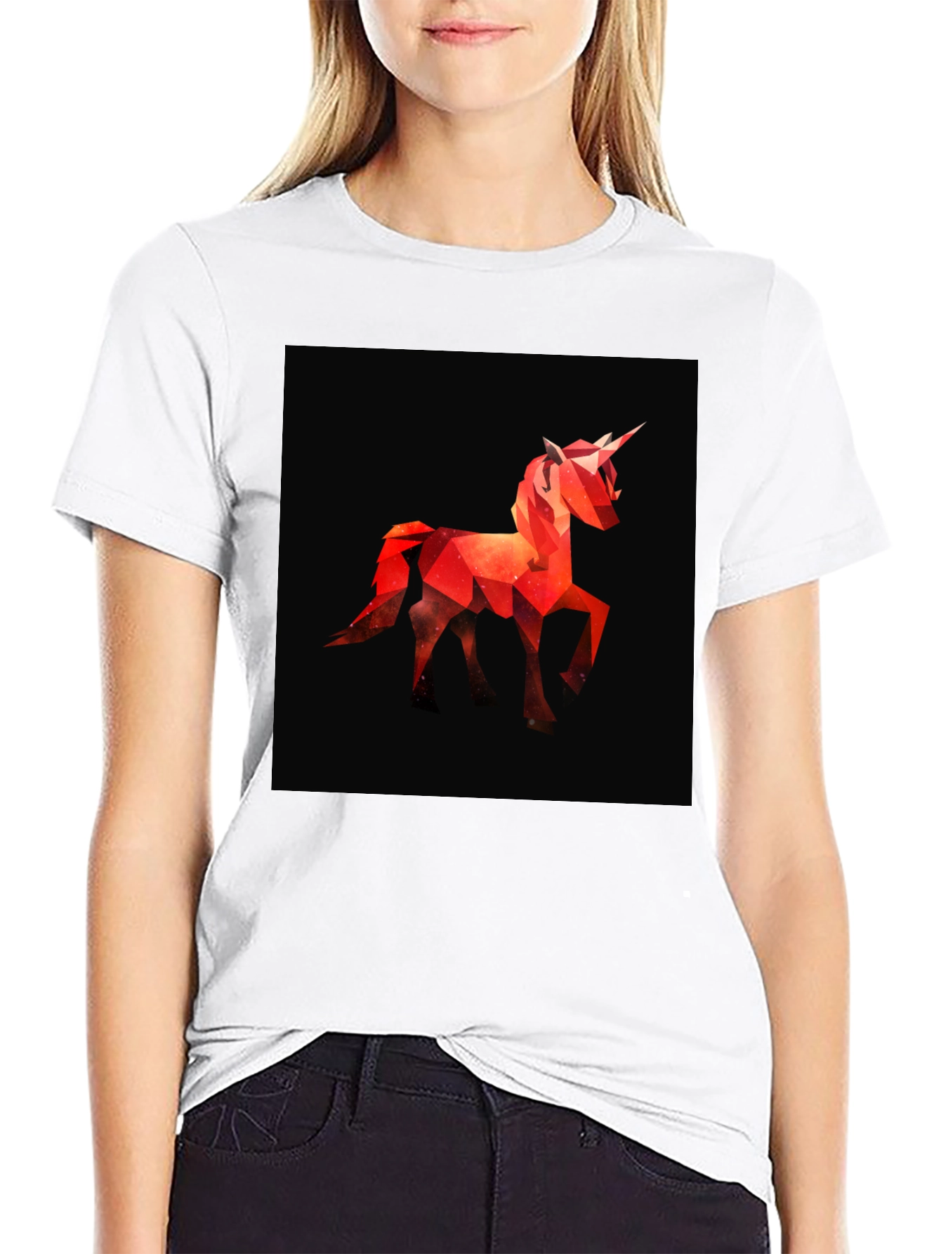 Black Geometric Unicorn Graphic Tee - Modern Style view 9