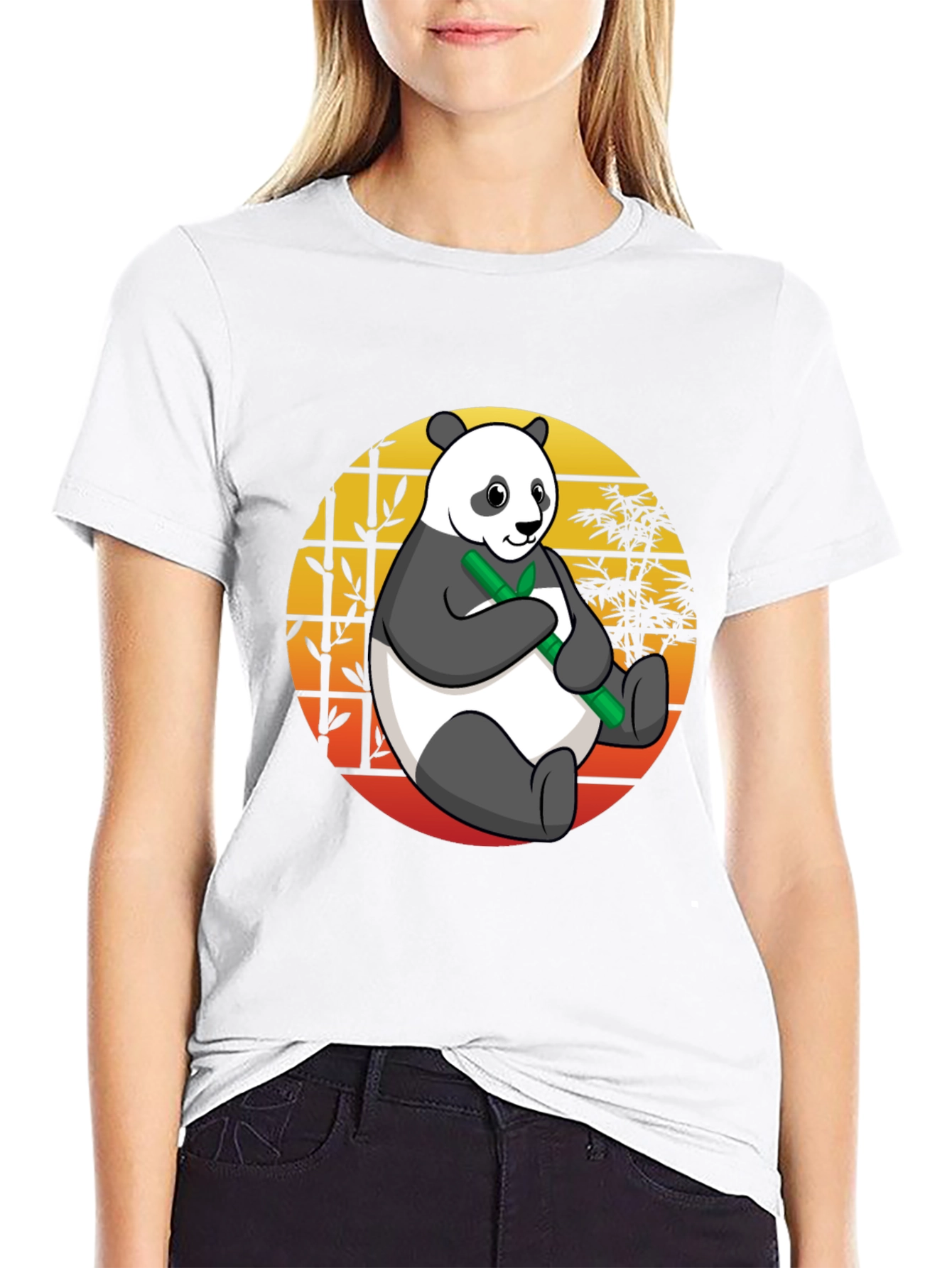 Black Panda Bamboo T-Shirt - Men's Black Graphic Tee view 9