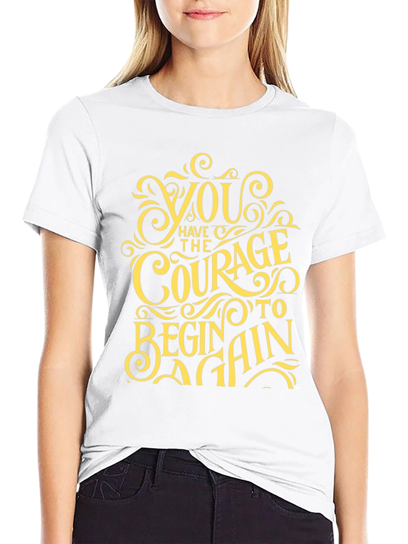 Black Courage To Begin Again Black Graphic Tee view 9