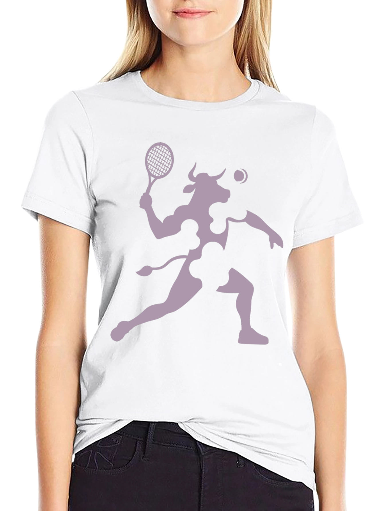 Black Tennis Cow Graphic T-Shirt - Funny Sports Tee view 9