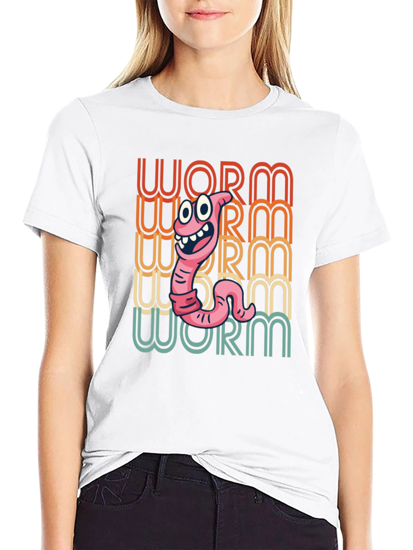 Black Funny Worm Graphic Tee - Black Cotton T-Shirt view 9