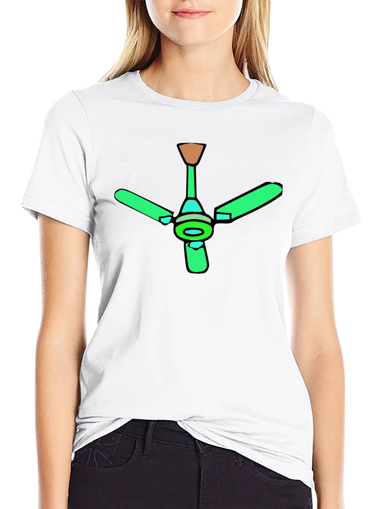Black Green Ceiling Fan Graphic Black T-Shirt view 9