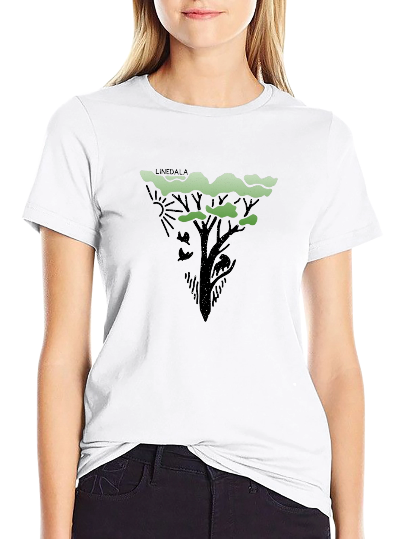 Black Abstract Tree Graphic Tee - Black Cotton Blend view 9