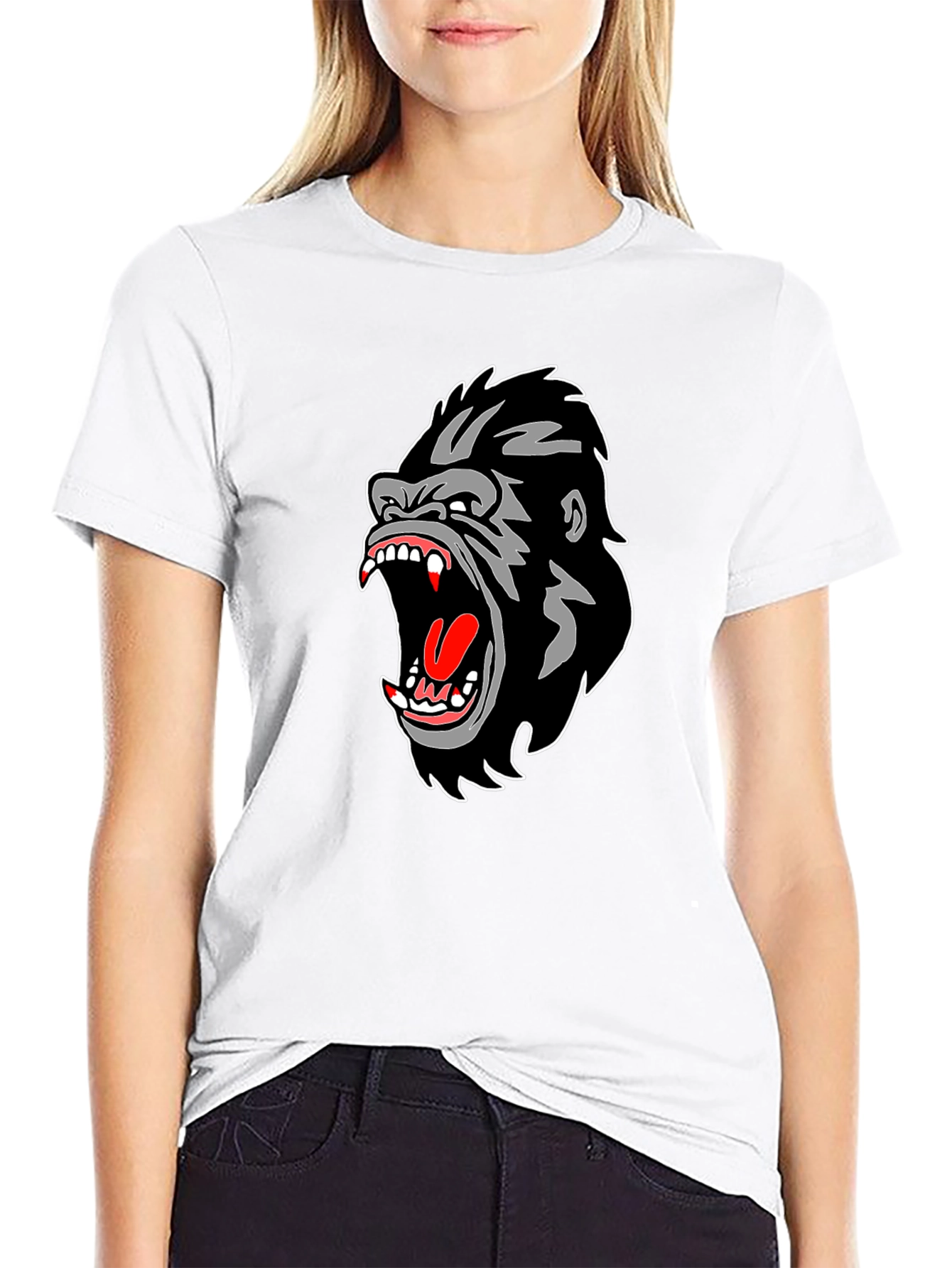 Black Gorilla Graphic Print Black T-Shirt view 9