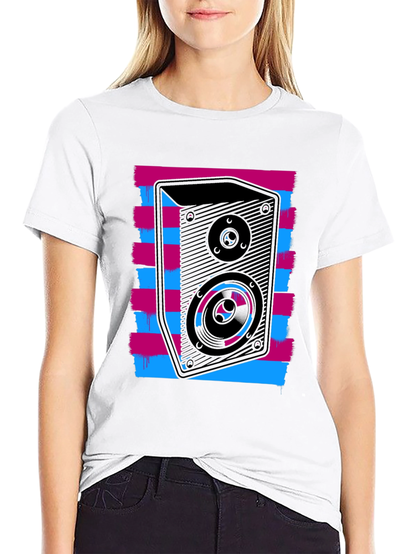 Black Retro Speaker Graphic T-Shirt - Bold Black Tee view 9