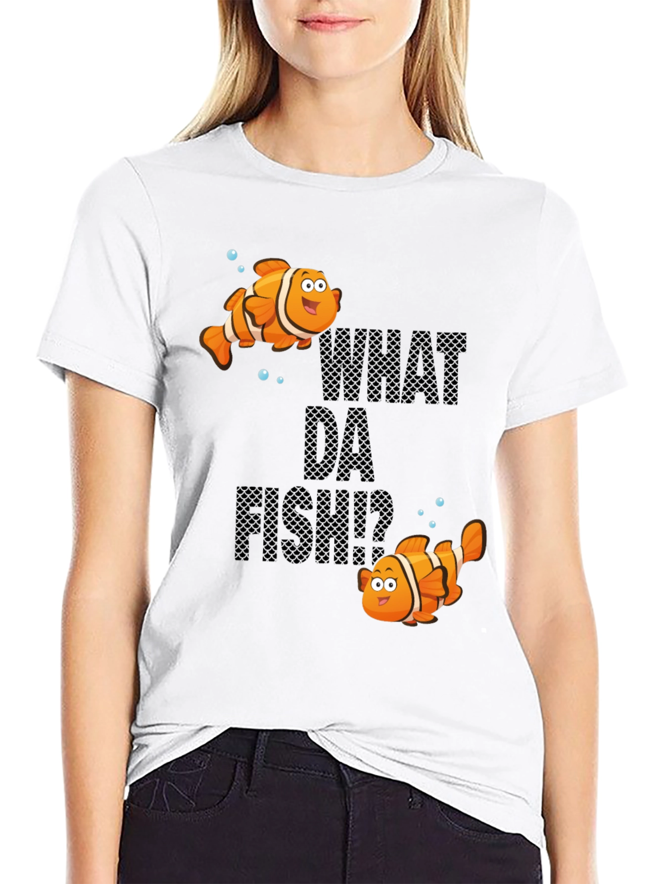 Black Funny What Da Fish T-Shirt view 9