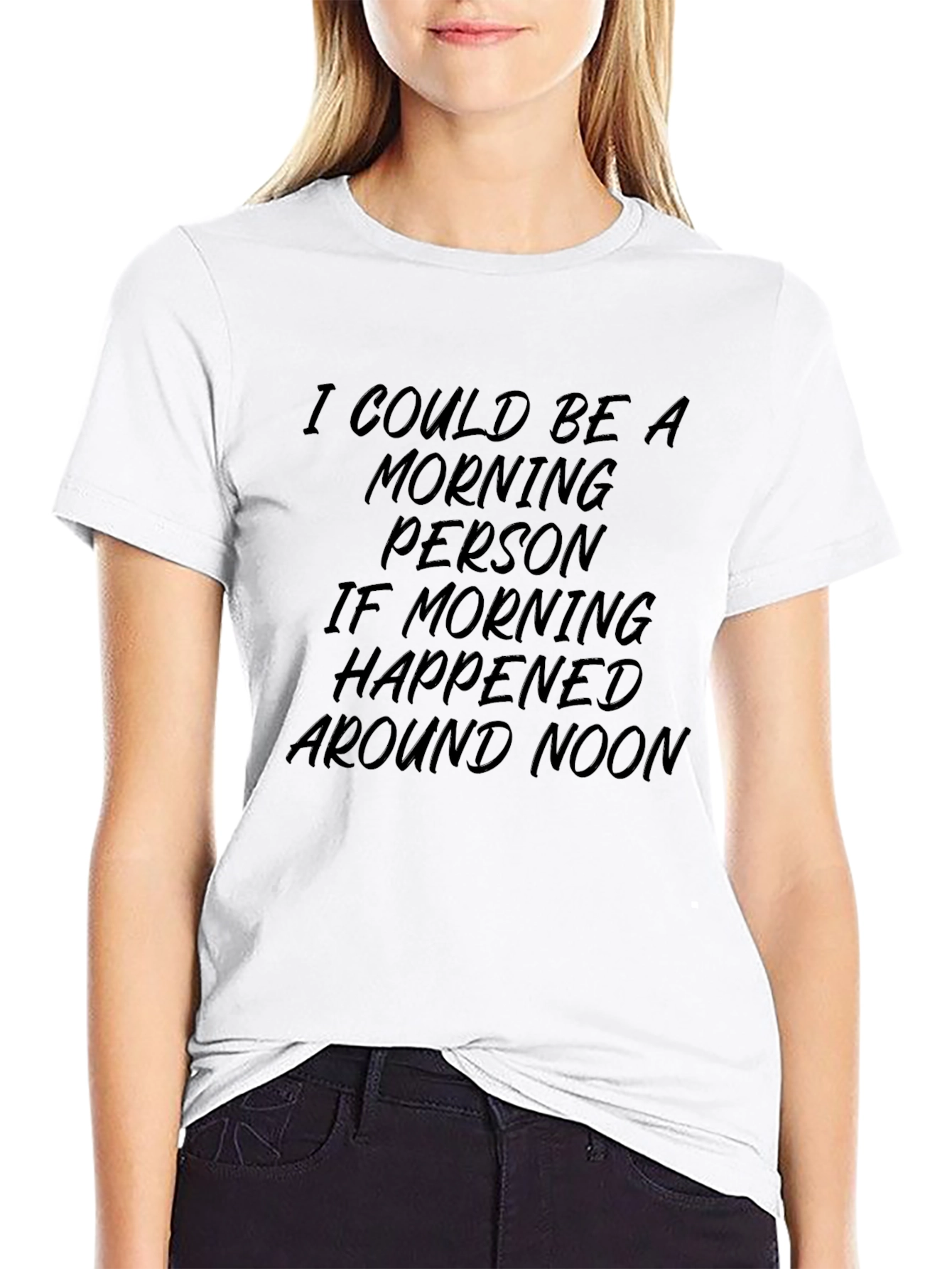 Black Morning Person T-Shirt - Funny Slogan Tee view 9