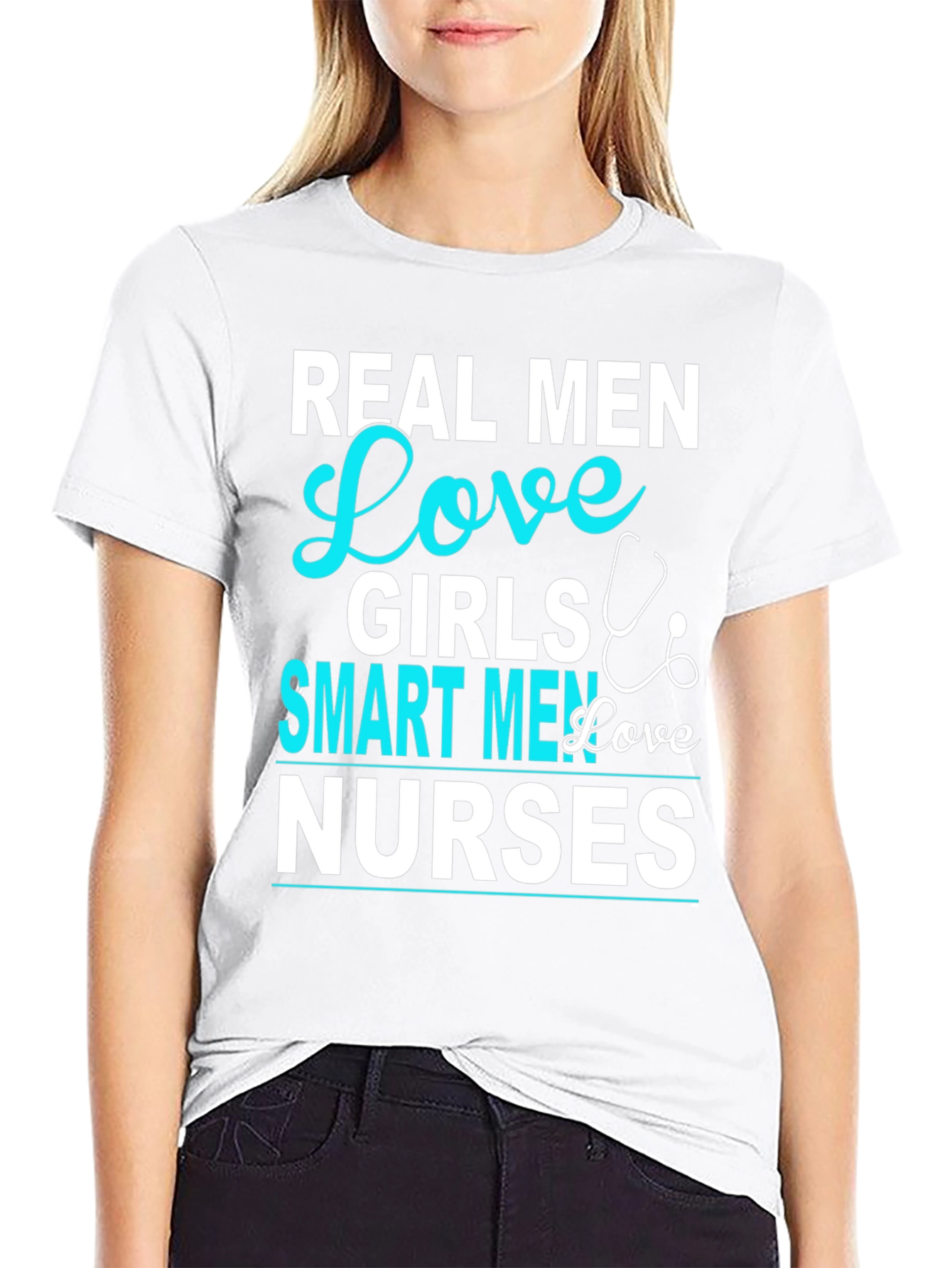 Black Real Men Love Girls, Smart Men Love Nurses T-Shirt view 9