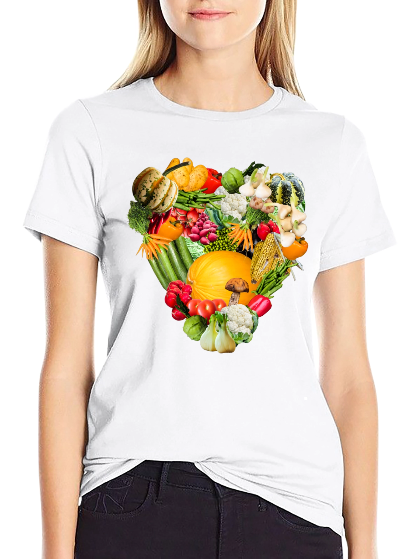 Black Vegetable Heart T-Shirt - Healthy Food Tee view 9