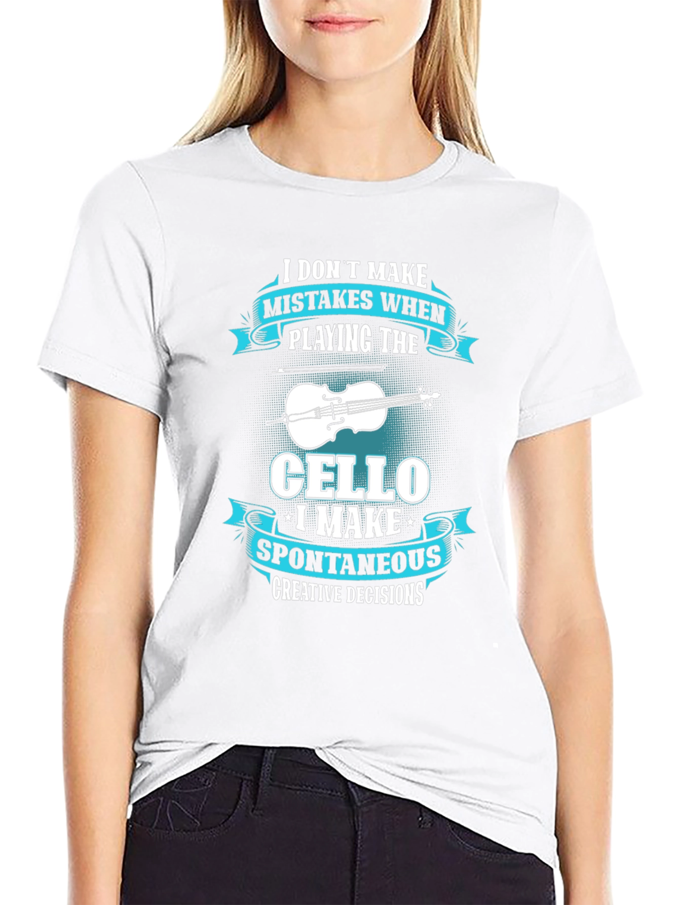 Black Cello Player T-Shirt: Spontaneous Creative Decisions view 9