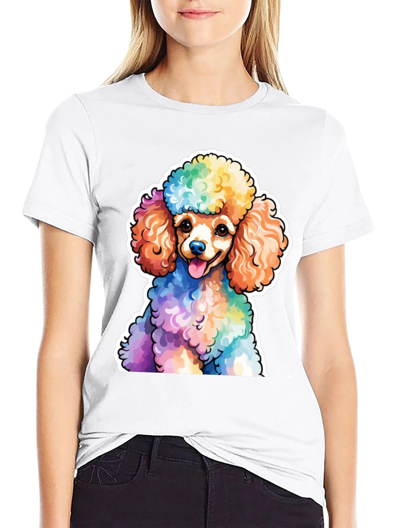 Black Rainbow Poodle Graphic Tee - Fun, Stylish & Unique view 9