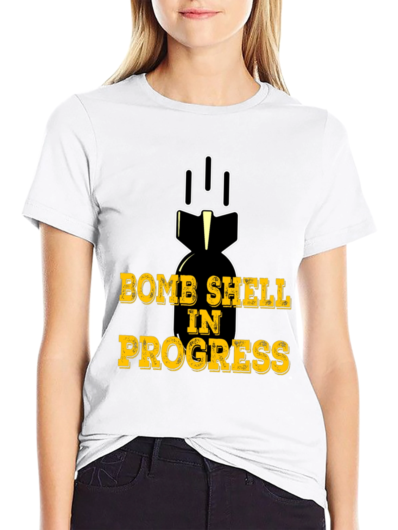 Black Bomb Shell In Progress Black T-Shirt Funny Humor Tee view 9