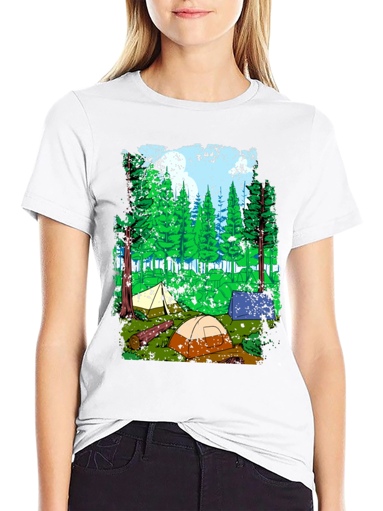 Black Camping Adventure Graphic T-Shirt view 9