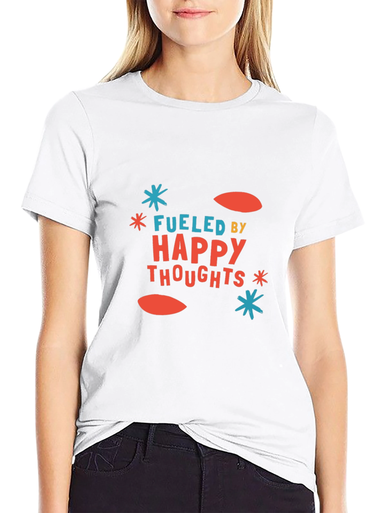 Black Fueled by Happy Thoughts Graphic Tee view 9