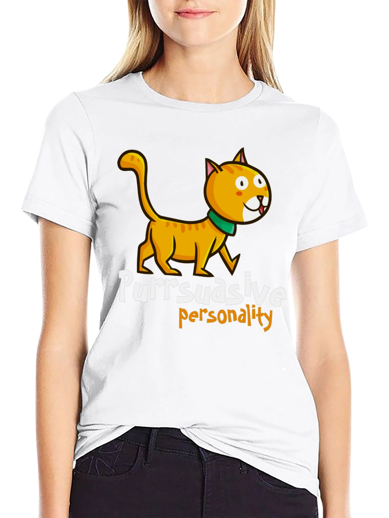 Black Purrsuasive Personality Cat Graphic Tee view 9