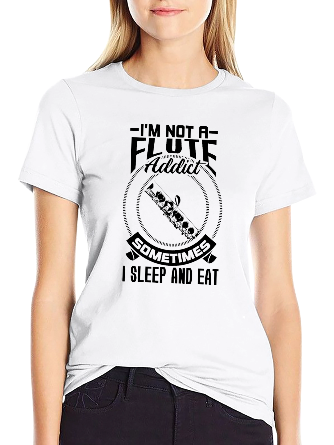 Black Flute Addict Funny Graphic T-Shirt view 9