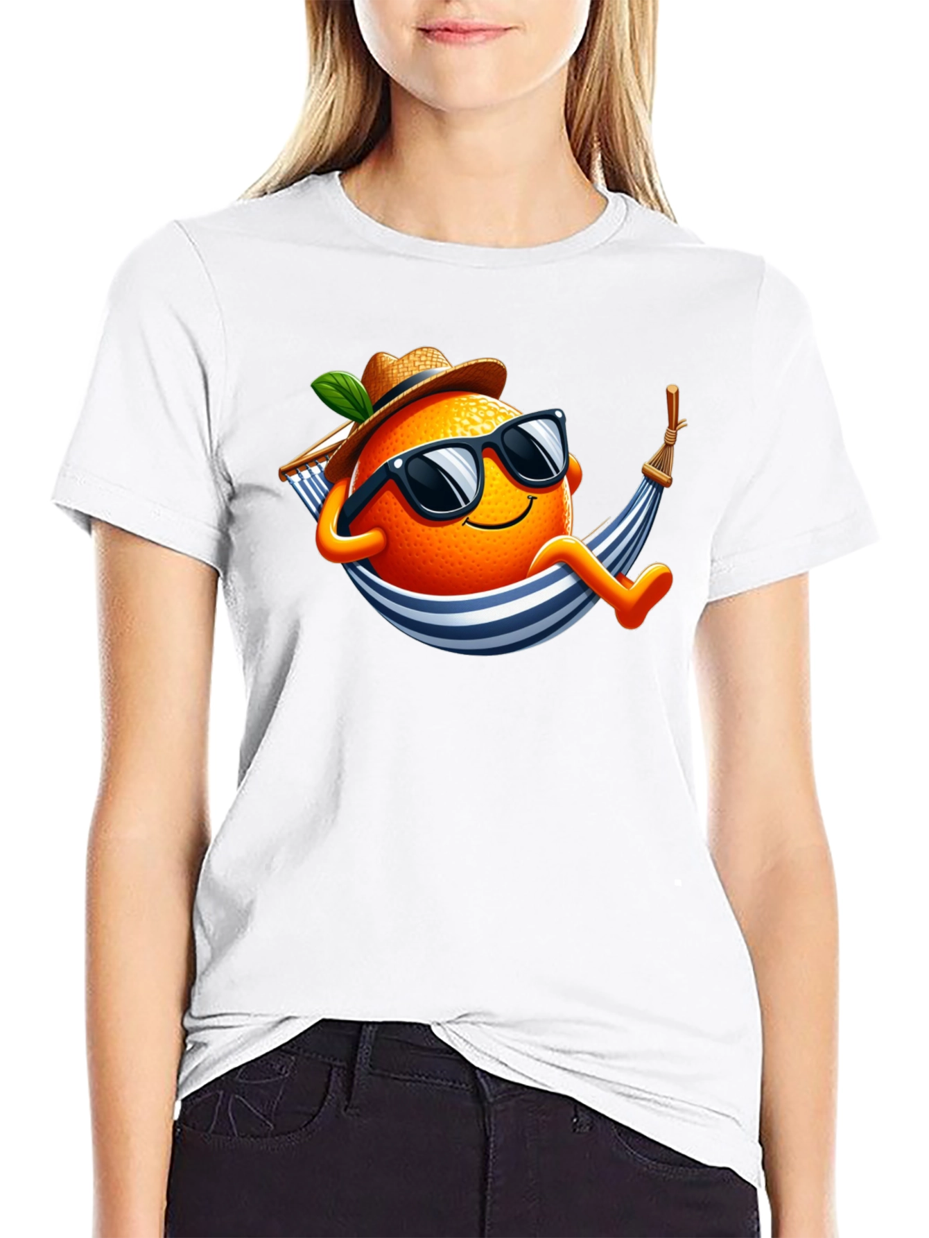 Black Relaxing Orange T-Shirt: Summer Vibes view 9