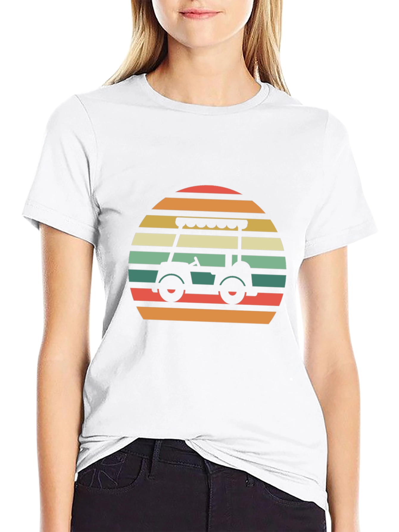 Black Retro Golf Cart T-Shirt view 9