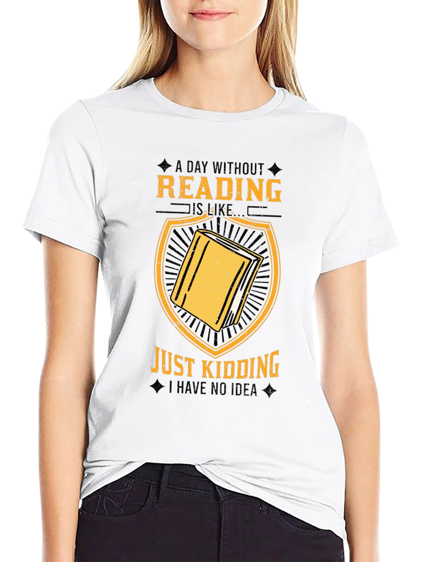 Black Funny Reading T-Shirt - A Day Without Reading view 9