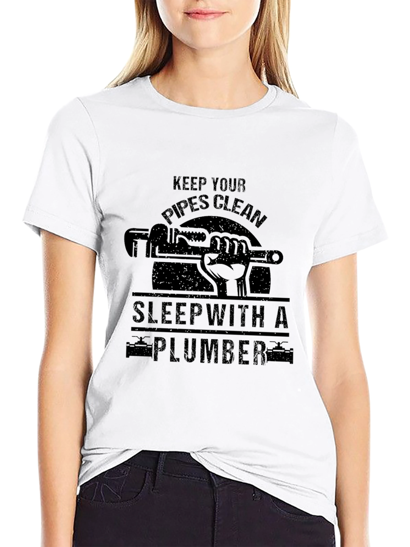 Black Keep Your Pipes Clean Plumber T-Shirt view 9