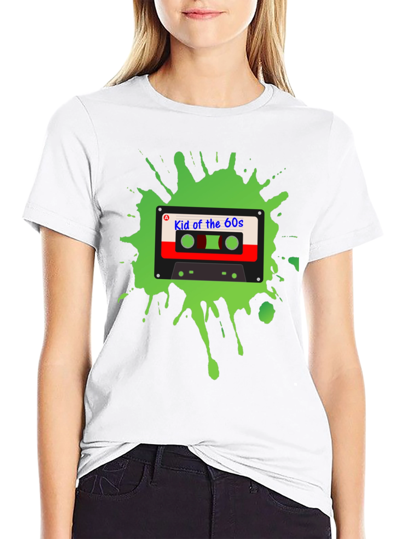 Black Retro "Kid of the 60s" Cassette Tape Graphic T-Shirt view 9