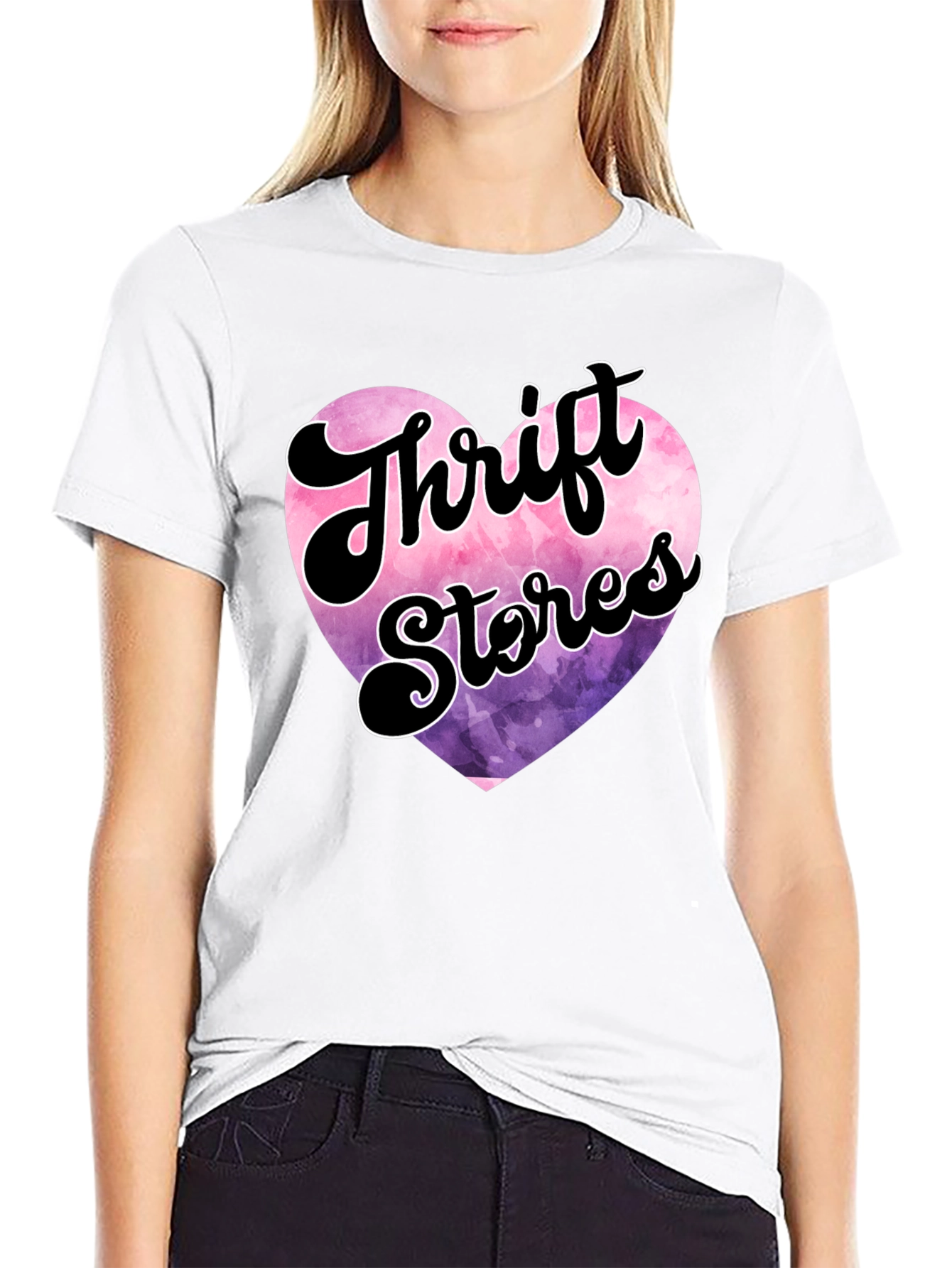 Black Thrift Stores Heart Graphic Tee - Black view 9