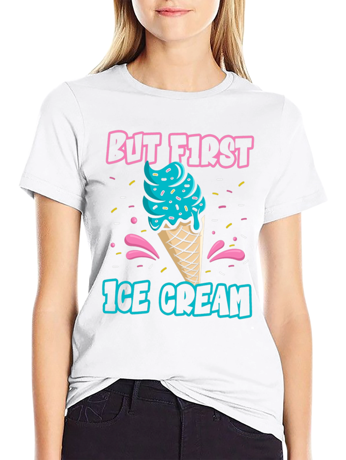 Black But First Ice Cream Graphic T-Shirt view 9