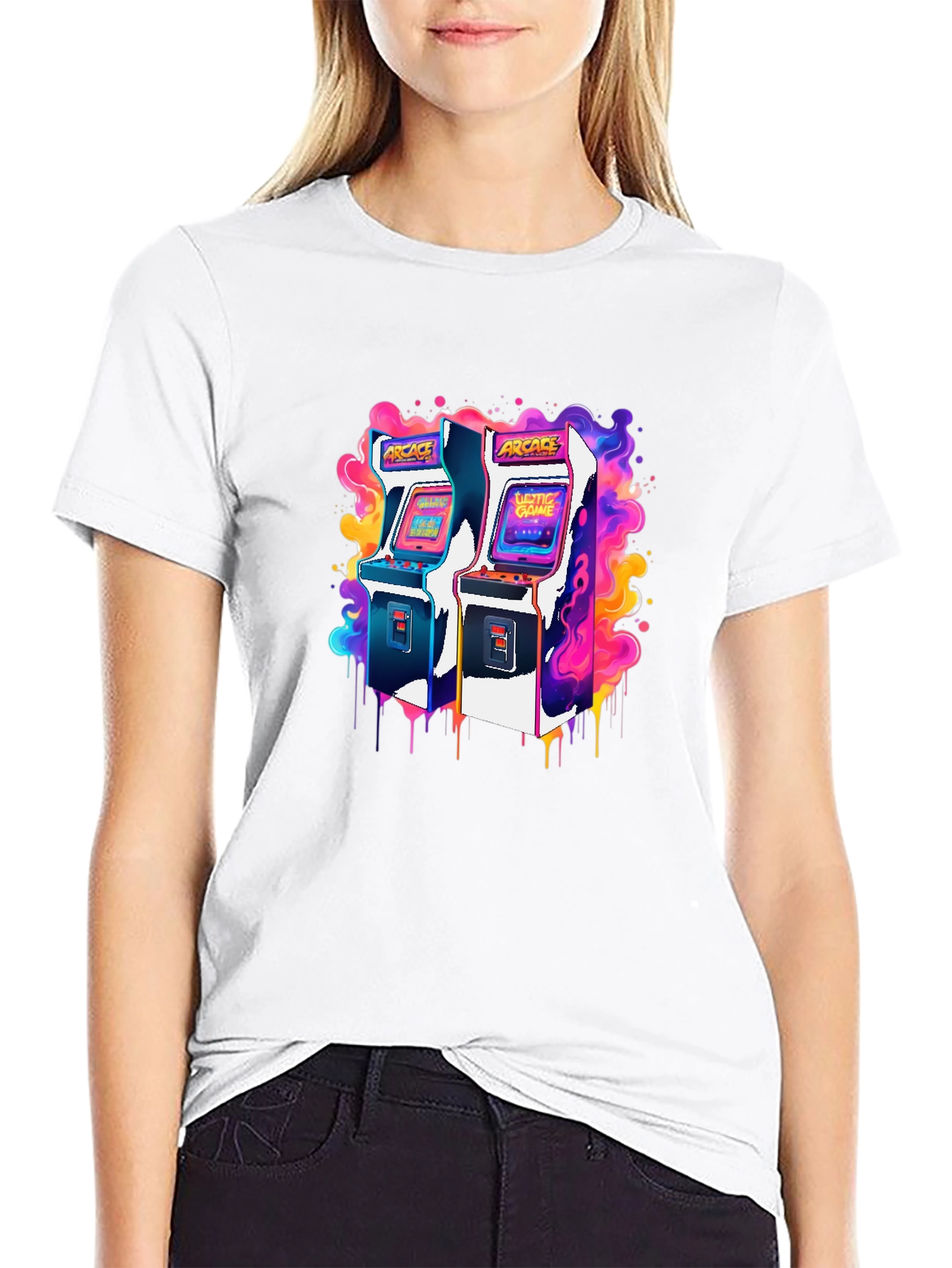 Black Retro Arcade Game T-Shirt - Gamer Style view 9