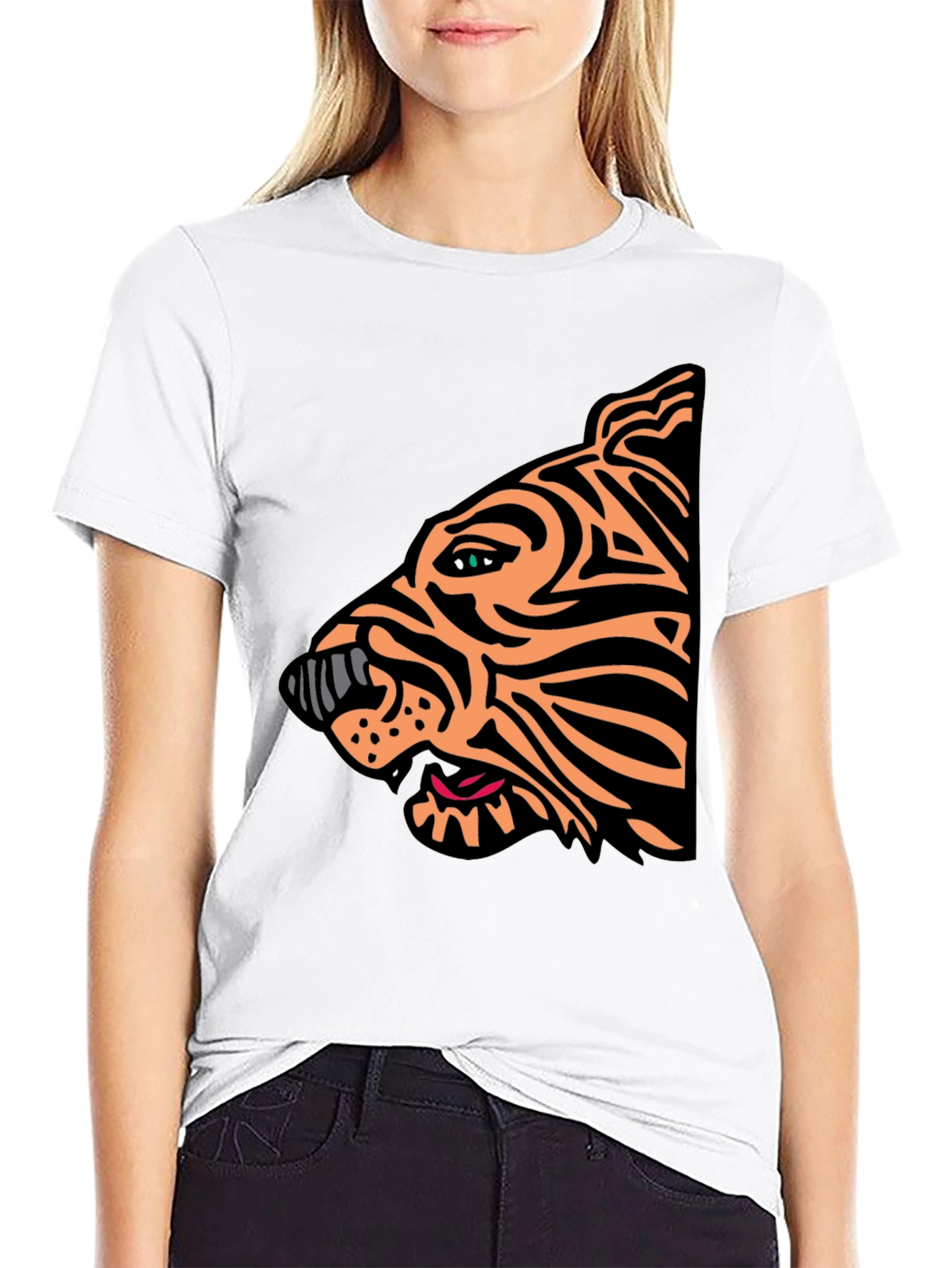 Black Bold Tiger Graphic Tee - Stylish Animal Print Shirt view 9