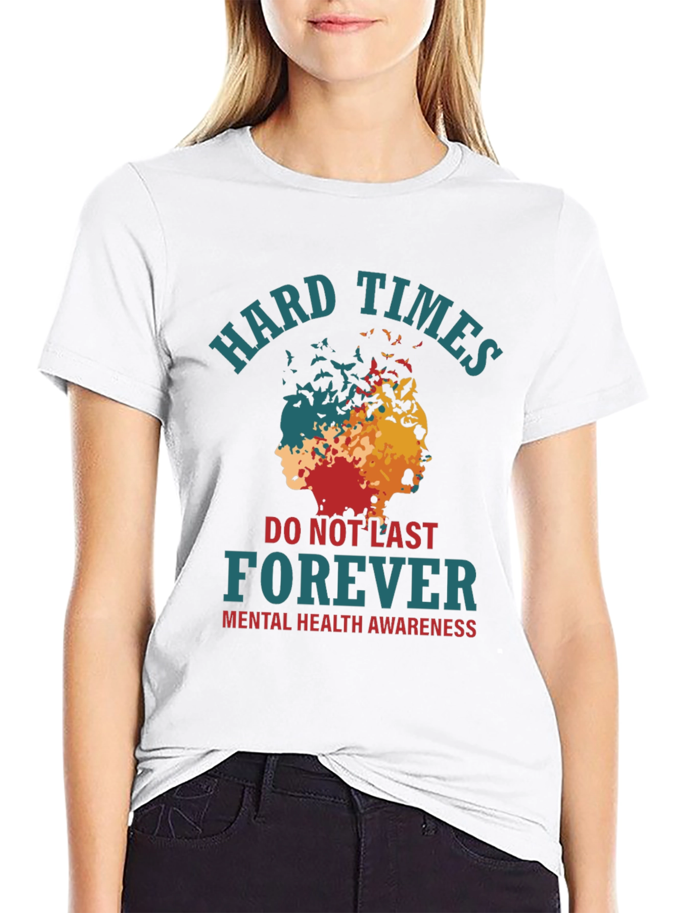 Black Hard Times Mental Health Awareness Graphic Tee view 9