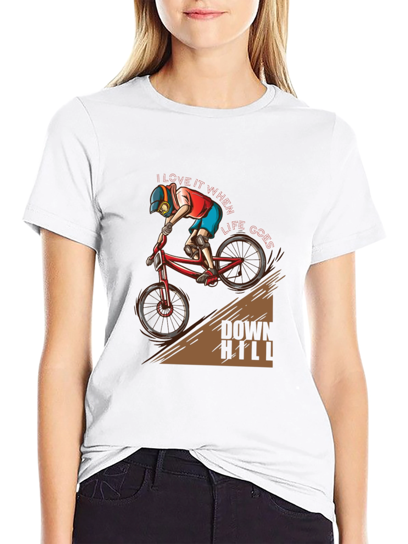 Black Downhill Biker T-Shirt - I Love it When Life Goes Downhill view 9