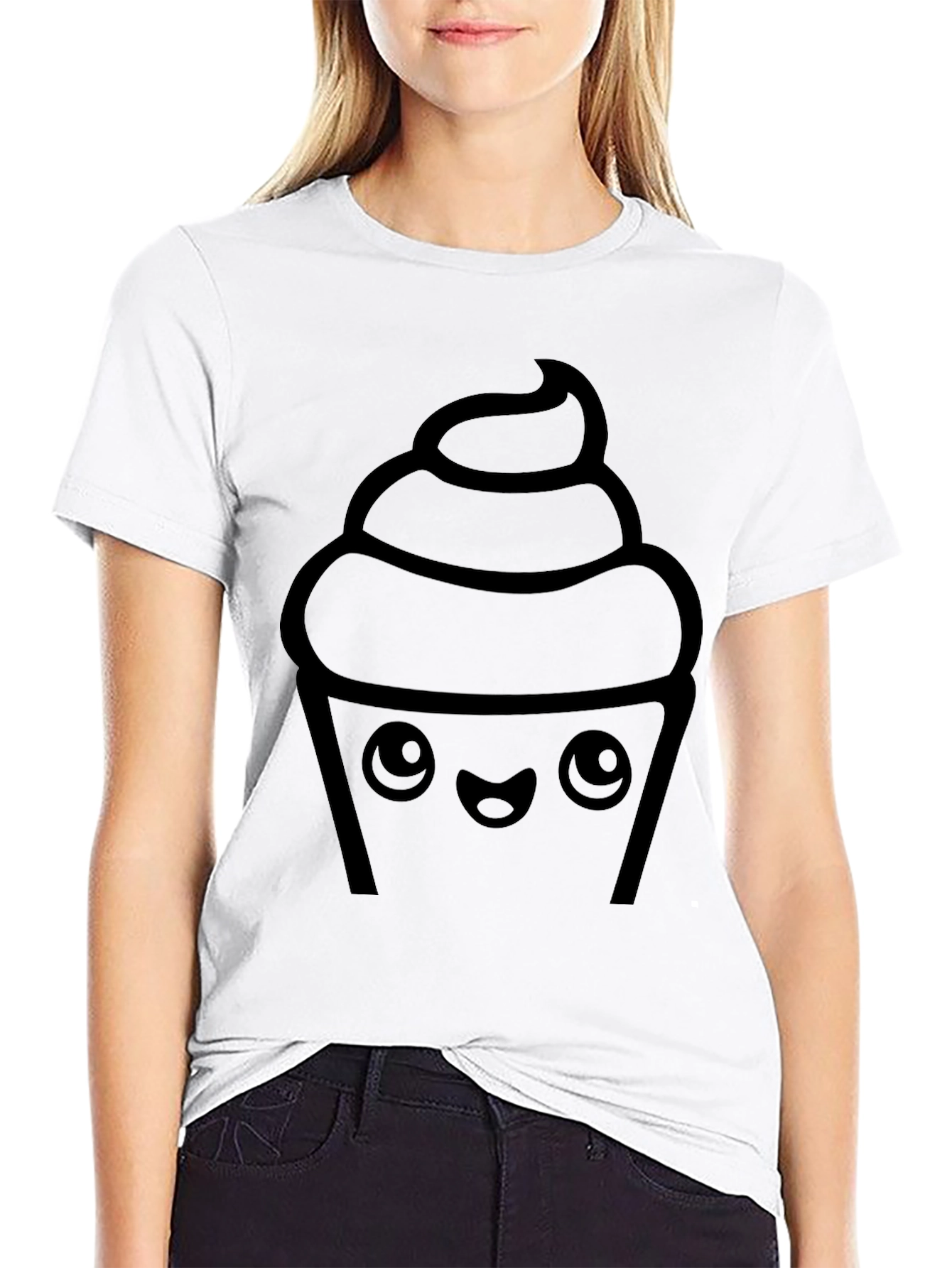 Black Cute Cupcake Graphic Print Tee view 9