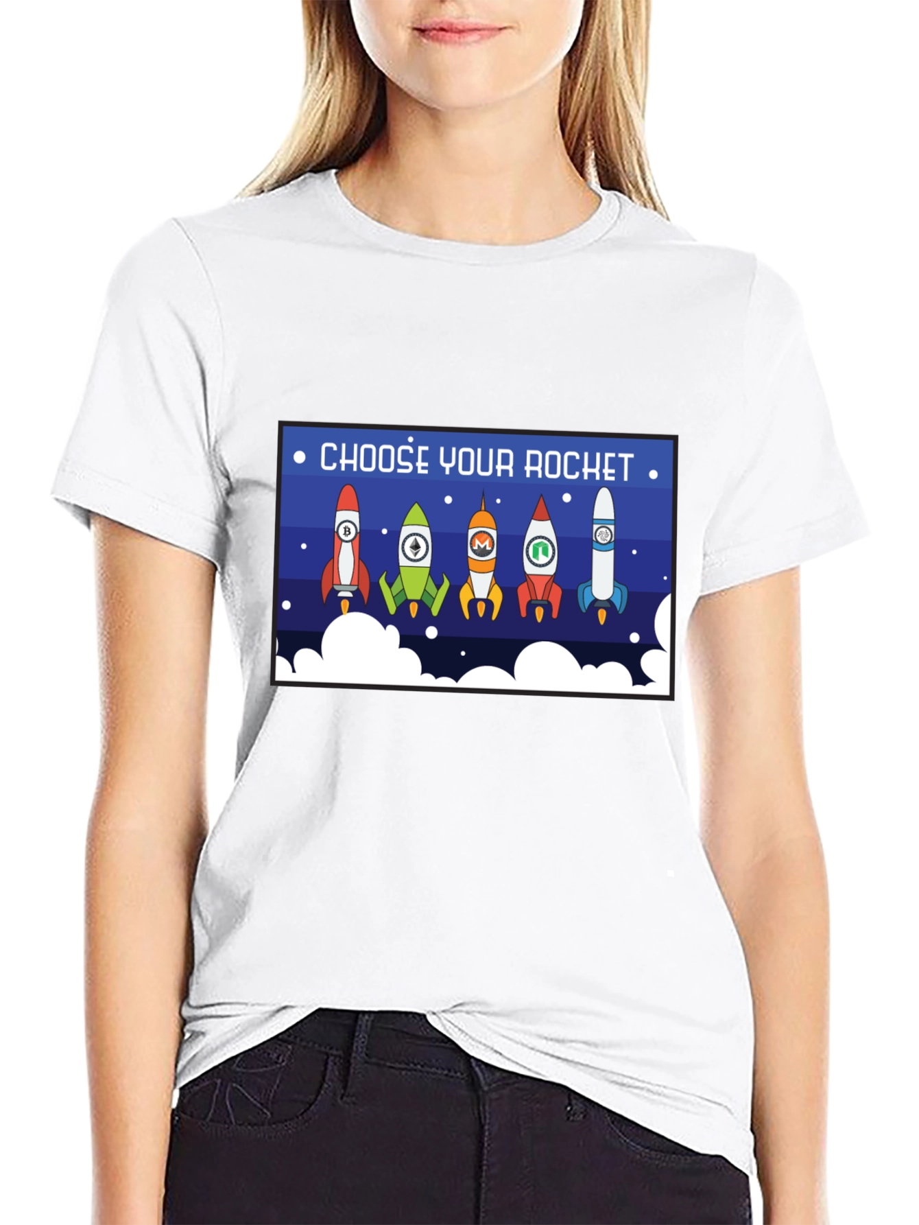 Black Choose Your Rocket Crypto T-Shirt view 9