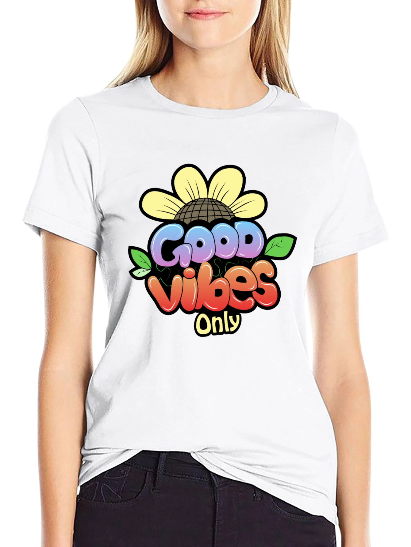 Black Good Vibes Only T-Shirt - Black Graphic Tee view 9