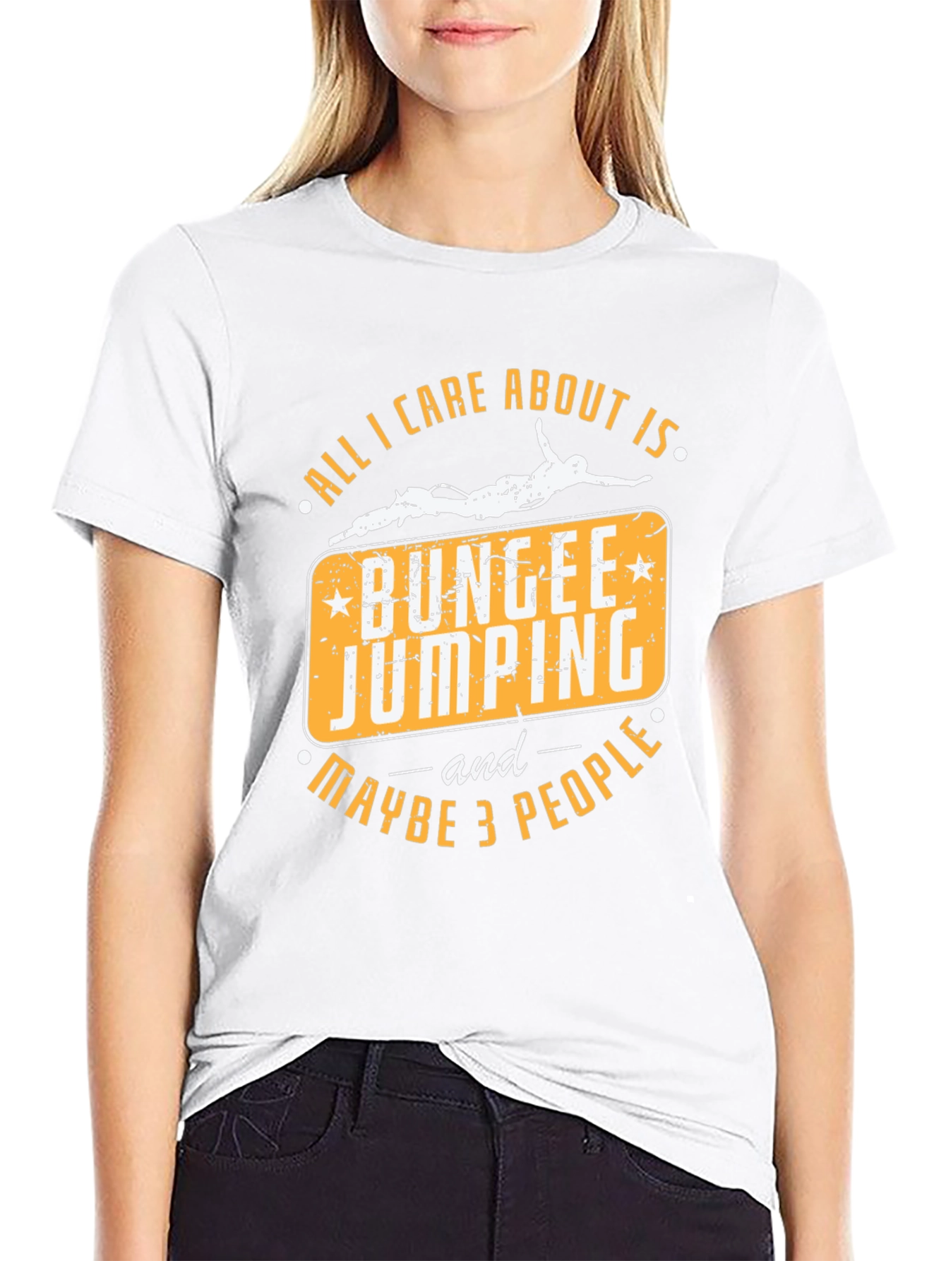 Black Bungee Jumping T-Shirt - All I Care About Is Bungee Jumping and Maybe 3 People view 9