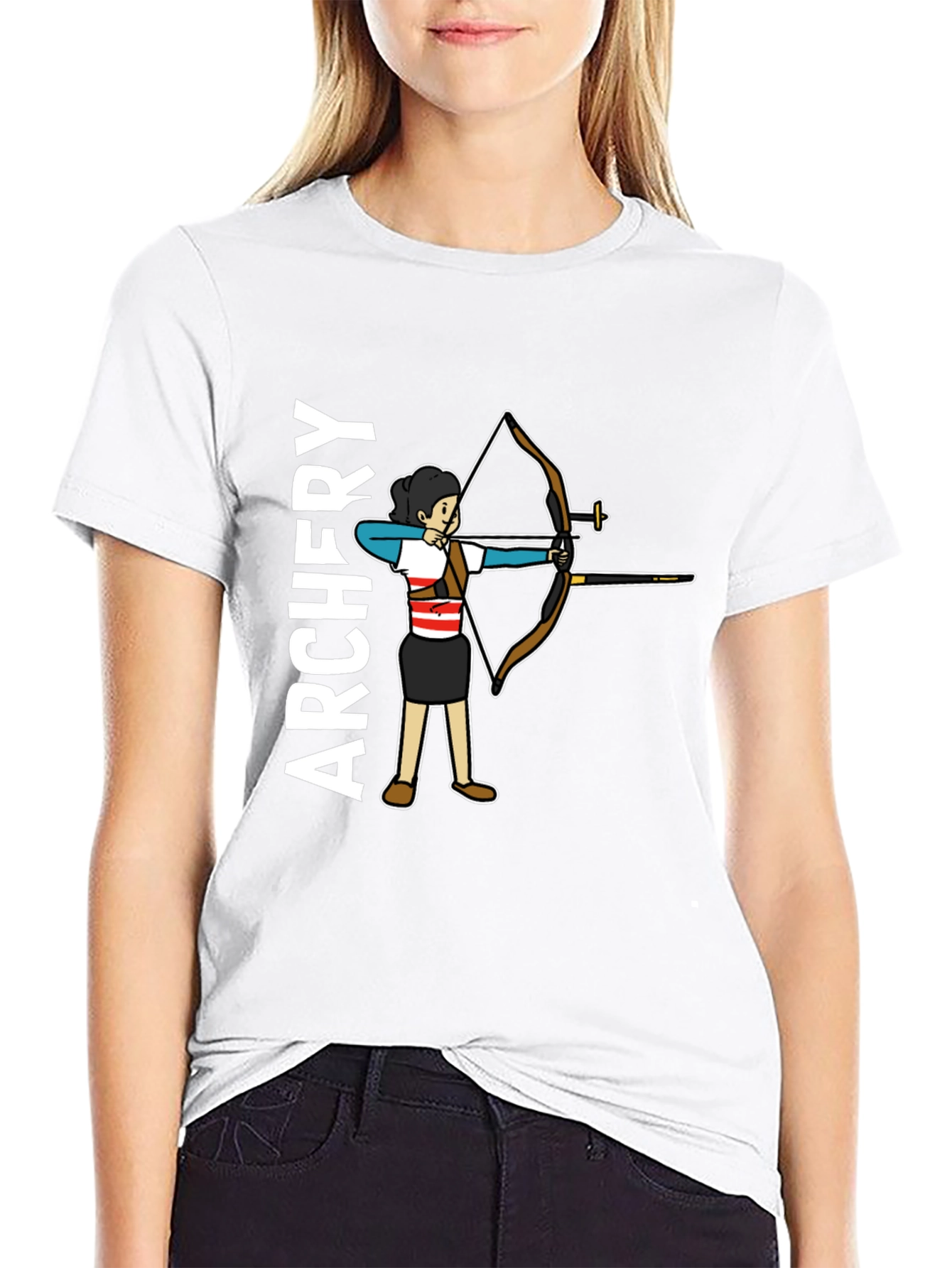 Black Archery Girl Graphic Tee - Target Practice T-Shirt view 9