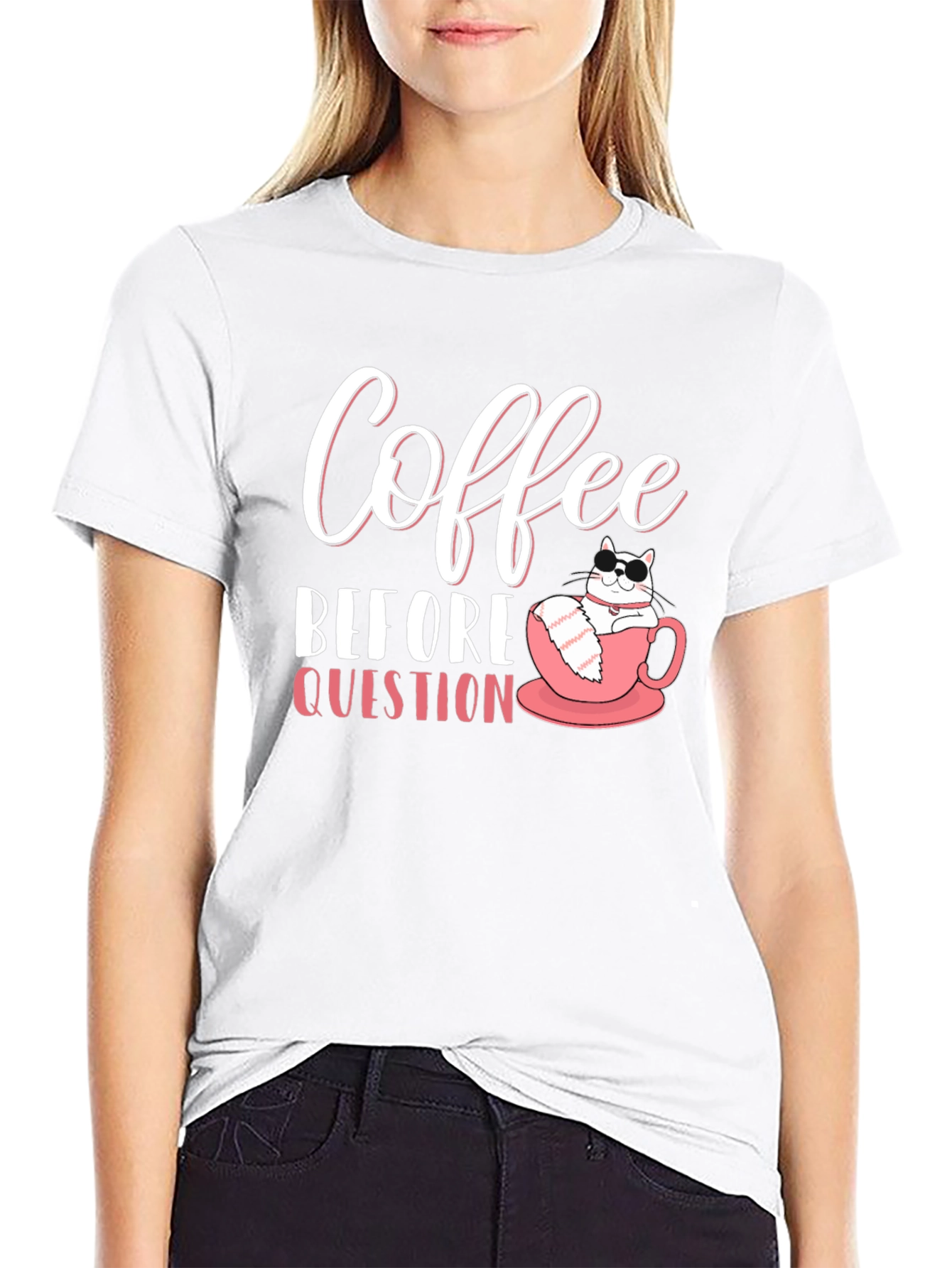 Black Coffee Before Question T-Shirt - Cat Lover Tee view 9