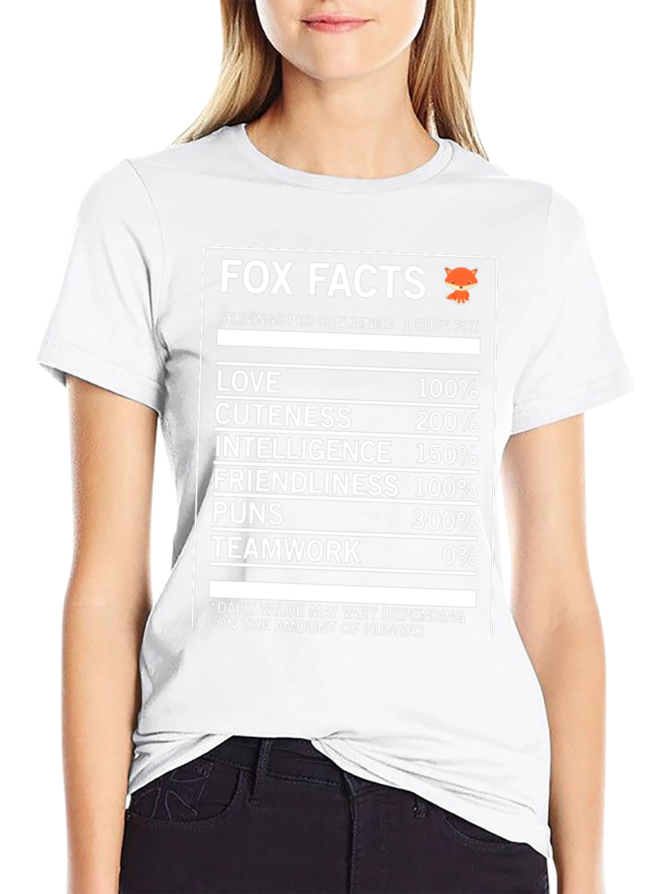 Black Fox Facts Nutrition T-Shirt - Love, Cuteness & Intelligence view 9
