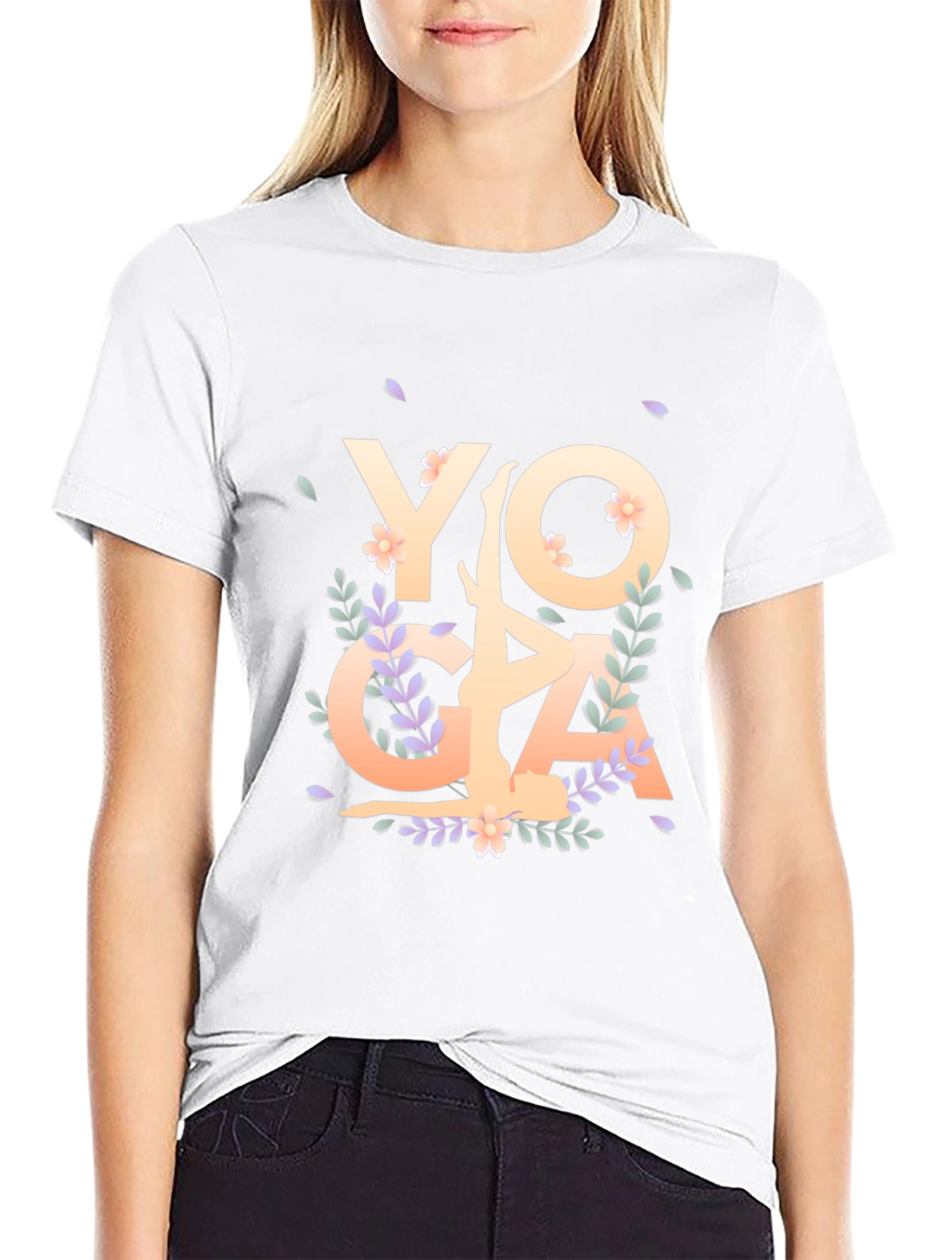 Black Yoga Floral Graphic T-Shirt view 9