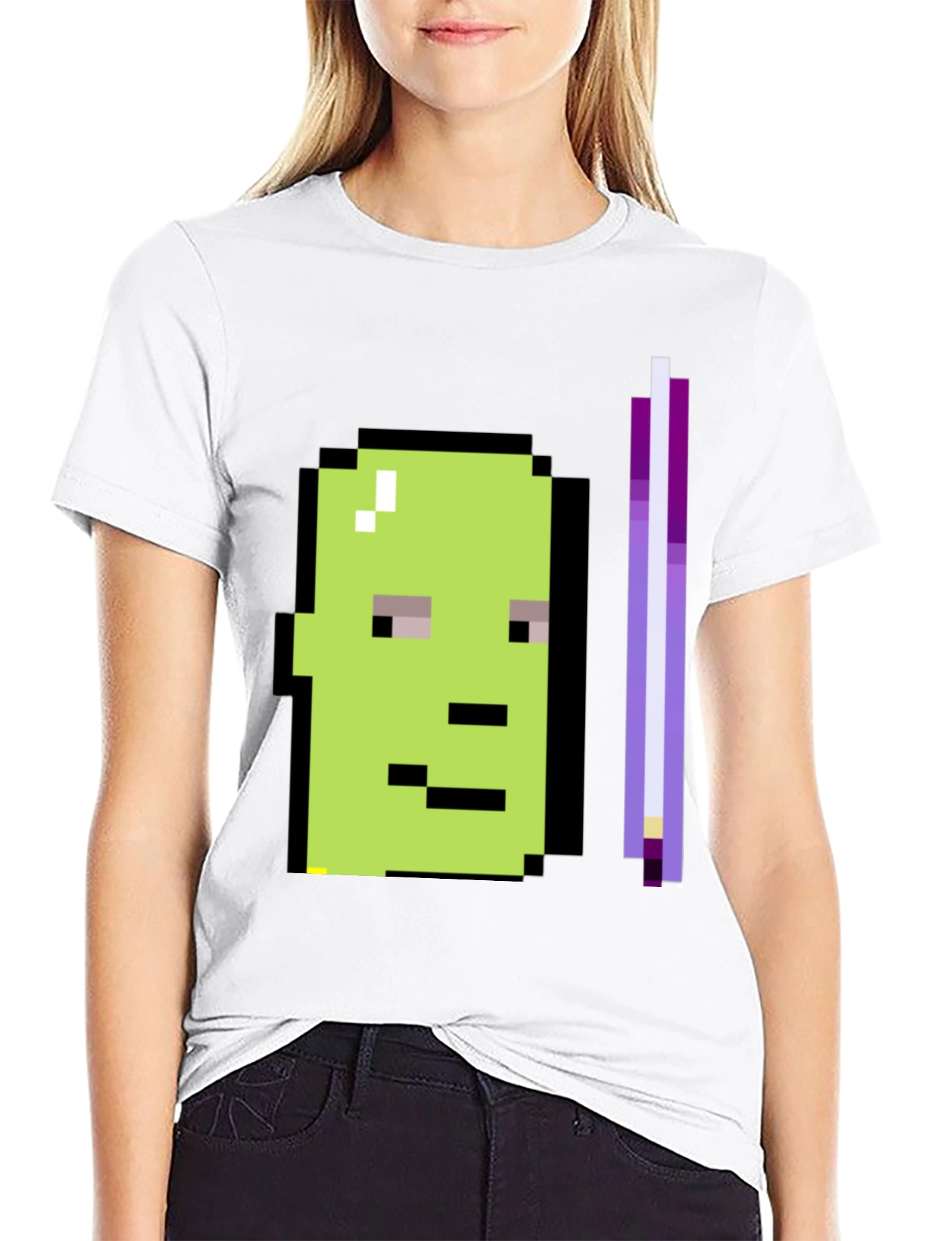 Black Pixel Art Character Graphic Tee - Black T-Shirt view 9