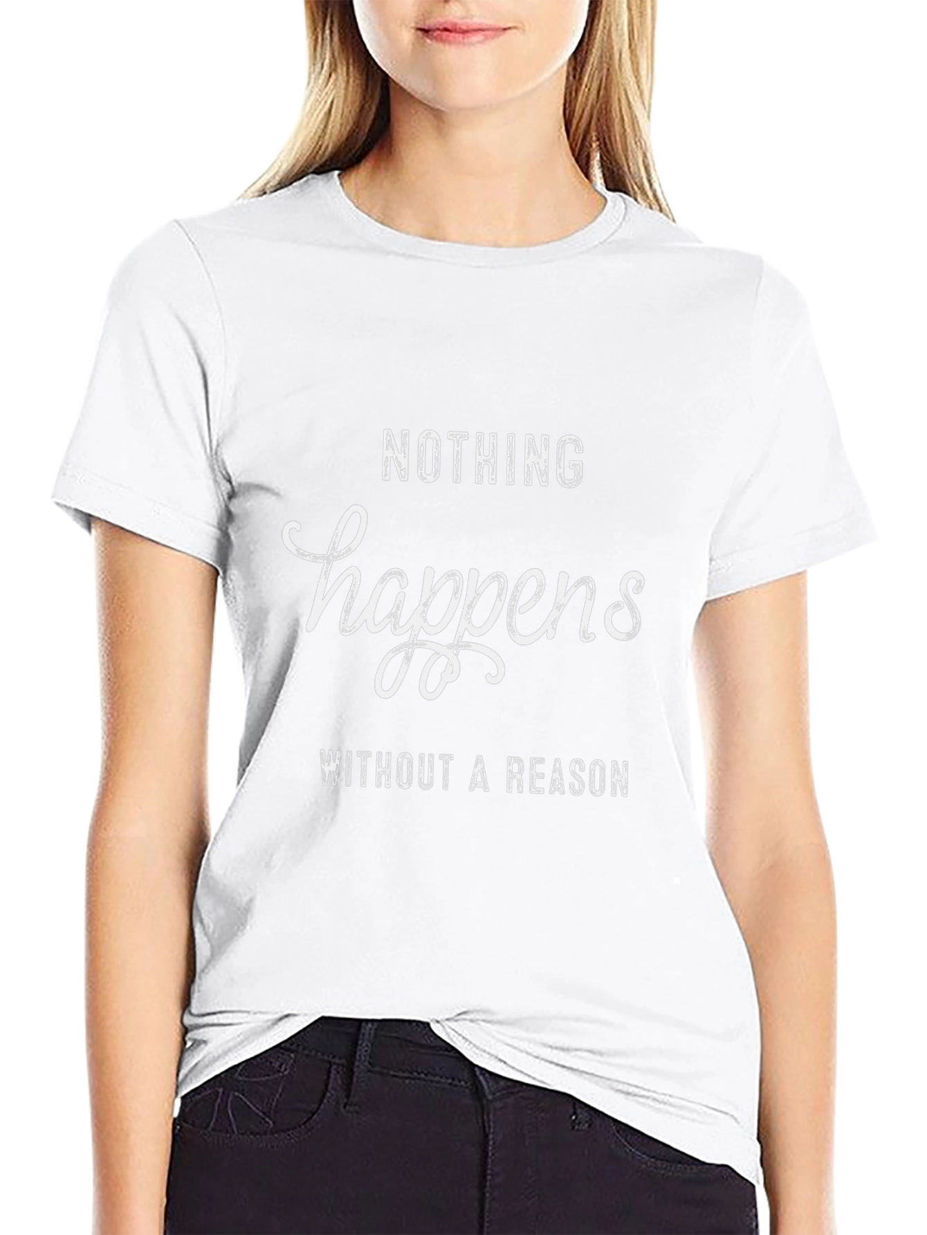Black Nothing Happens Without a Reason Tee view 9