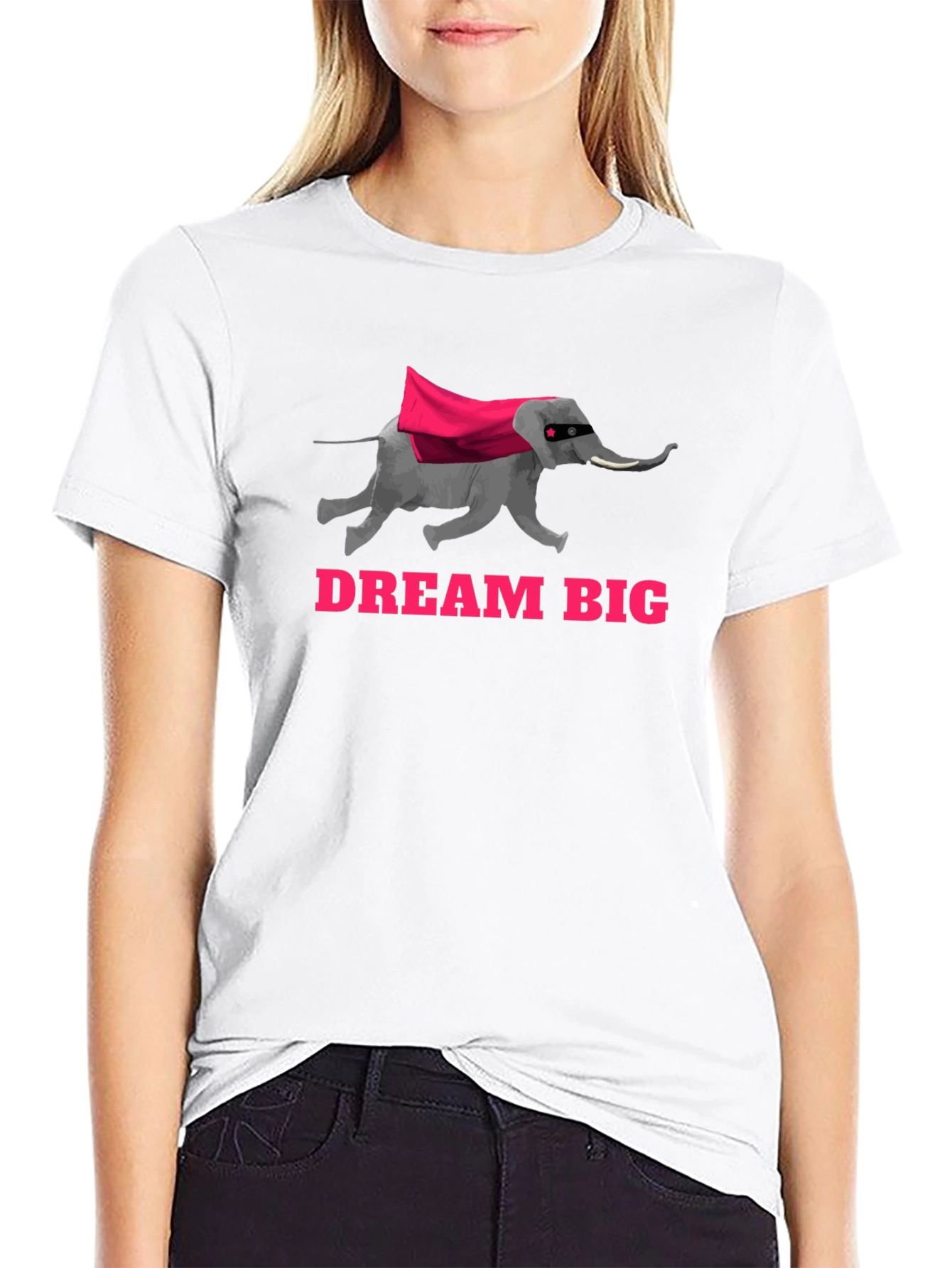 Black Dream Big Elephant Superhero Black T-Shirt view 9