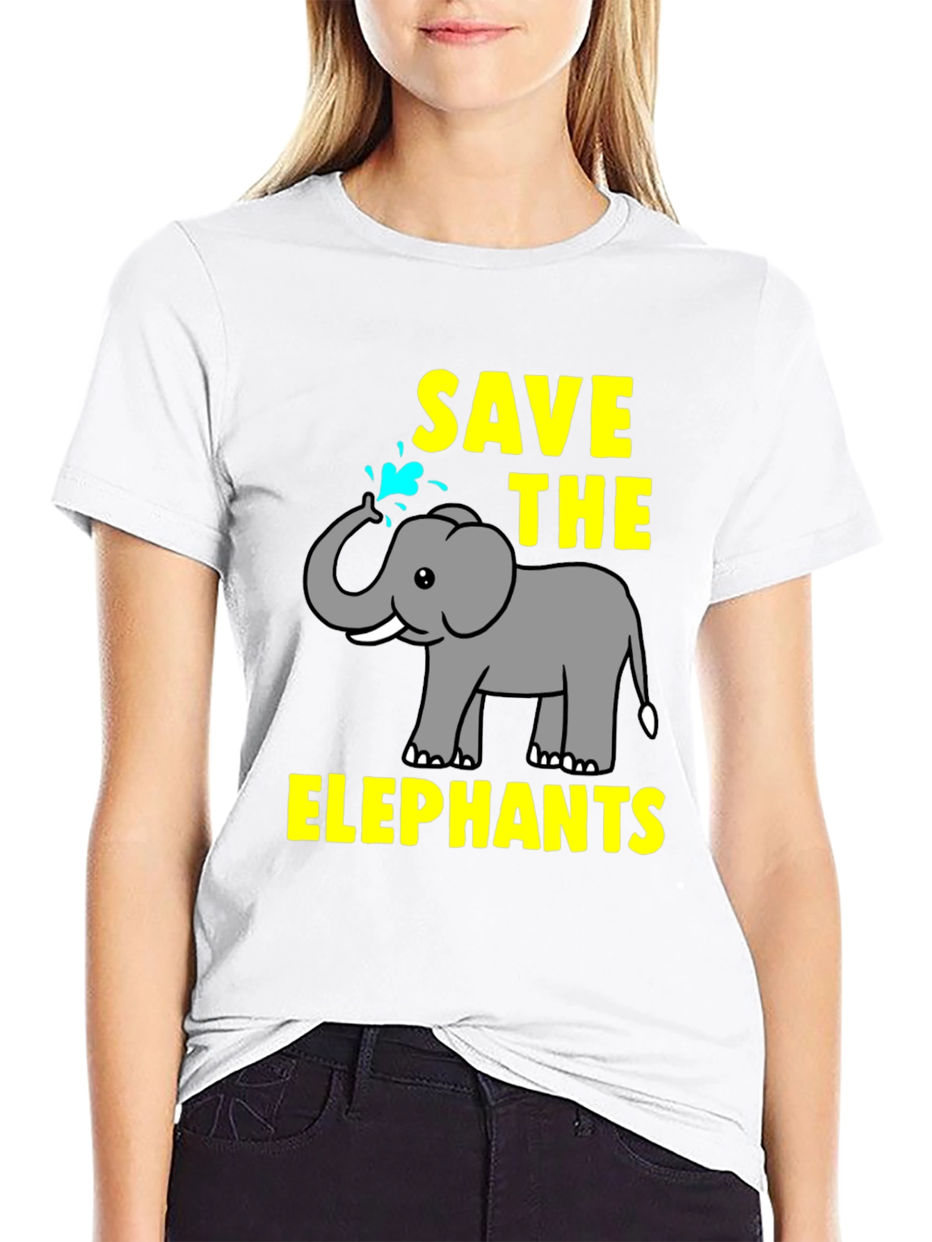 Black Save The Elephants Graphic Tee view 9