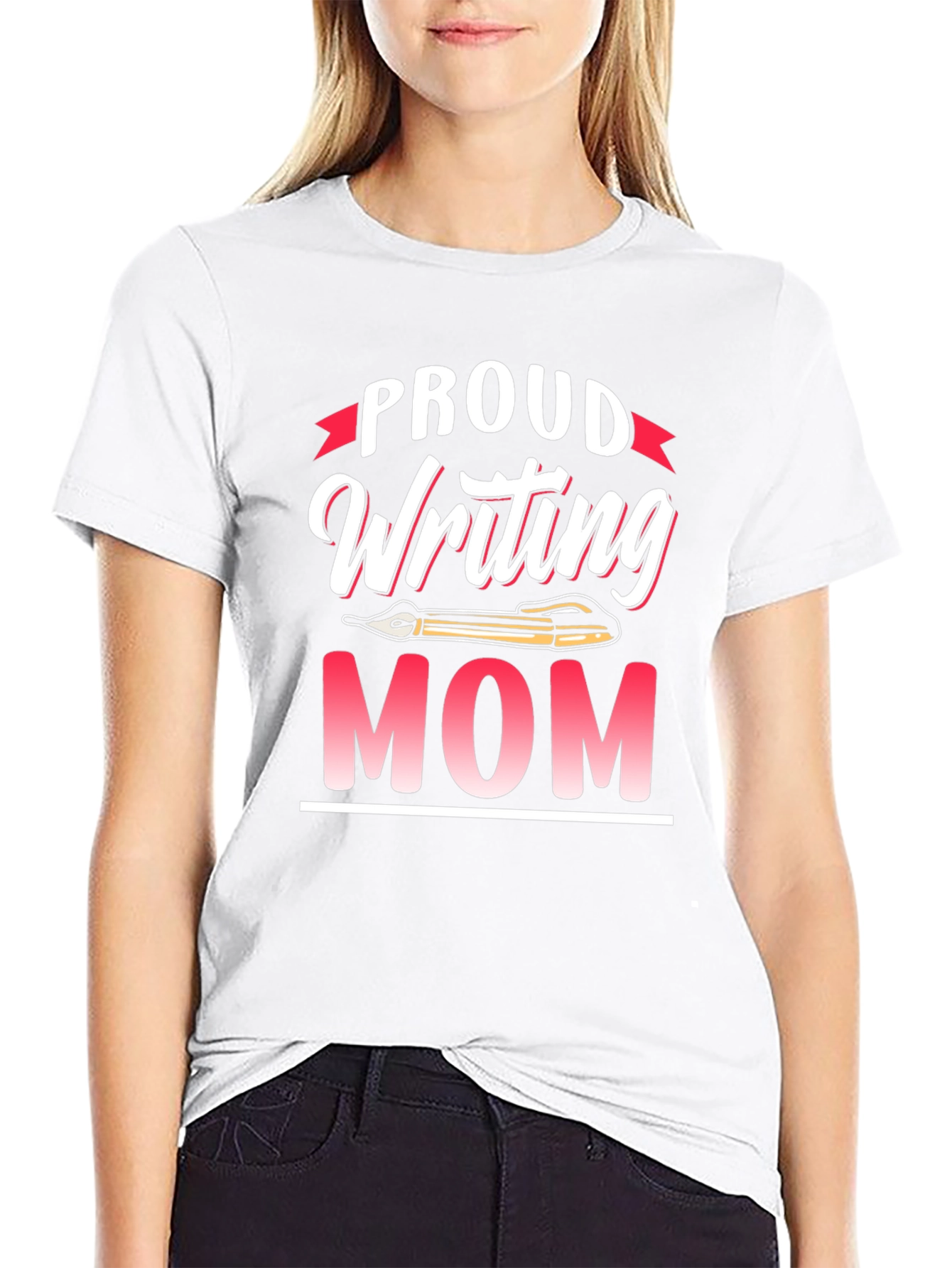 Black Proud Writing Mom T-Shirt - Novelty Tee view 9