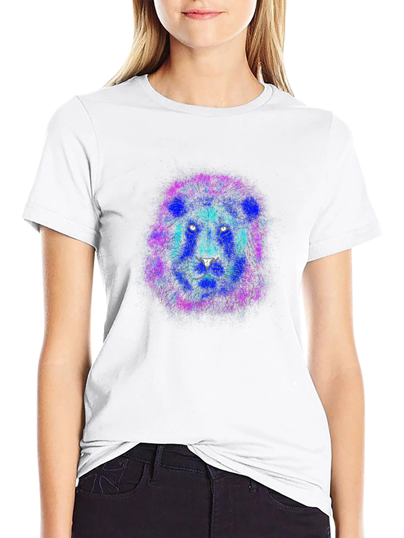 Black Lion Head Graphic T-Shirt - Bold Colors view 9