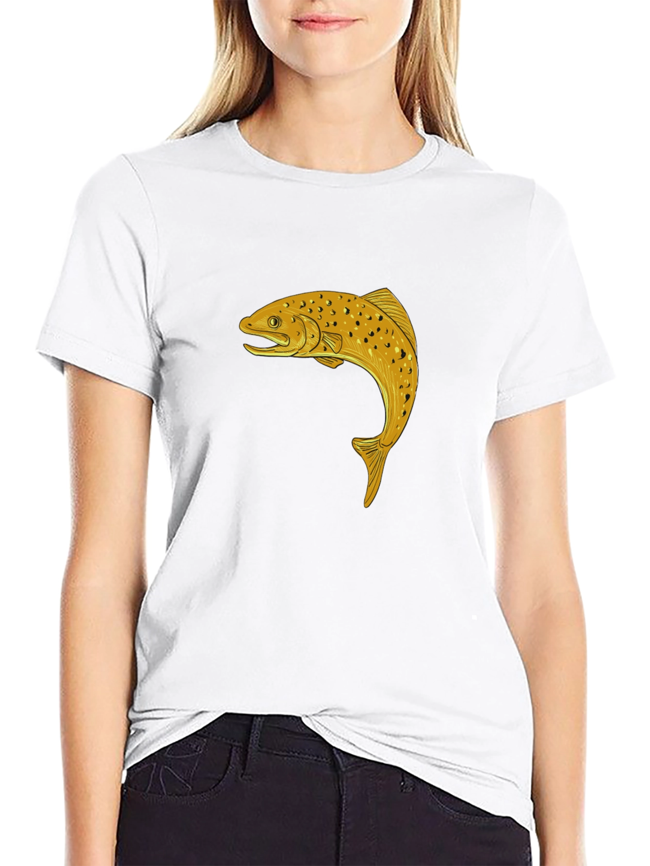 Black Trout Graphic Tee - Black Cotton T-Shirt view 9