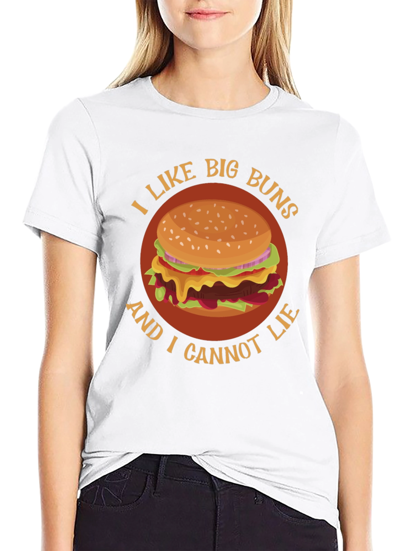 Black I Like Big Buns Funny Hamburger Graphic T-Shirt view 9